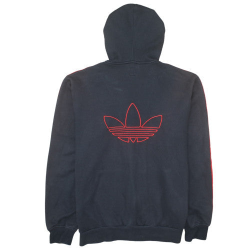 Adidas Men's Black XL Full Zip Hoodie with Red Stripes