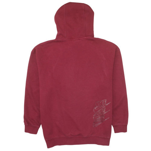 Nike Womens Red Pullover Hoodie Small Cotton Blend Logo Sweatshirt