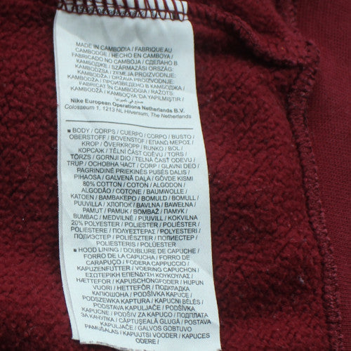 Nike Womens Red Pullover Hoodie Small Cotton Blend Logo Sweatshirt