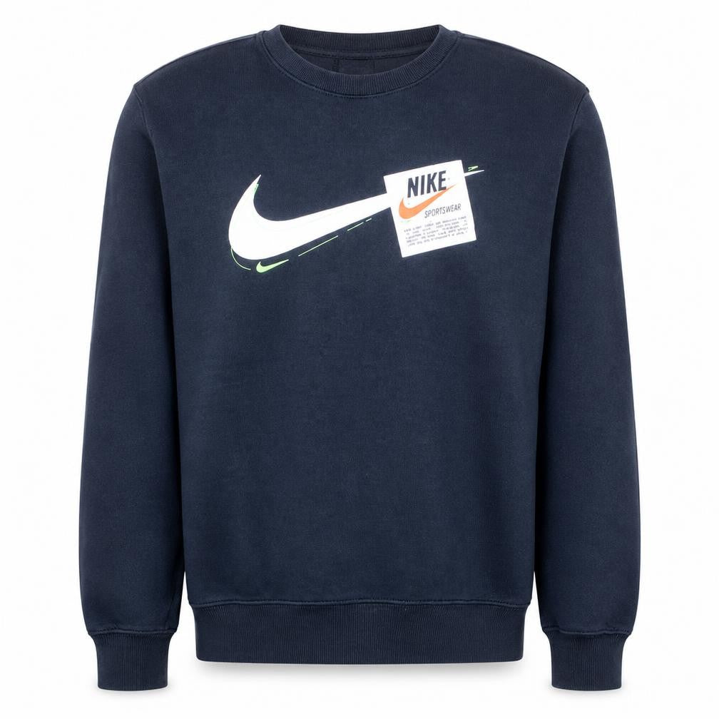 Front view of Nike Men Black Small Pullover Crew Neck Sweatshirt Graphic Logo