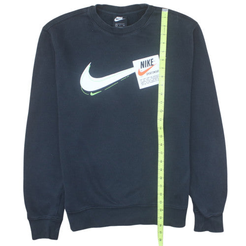 Nike Men Black Small Pullover Crew Neck Sweatshirt Graphic Logo