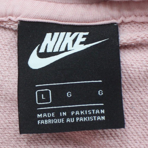 Nike Womens Pink Pullover Hoodie Large Cotton Casual Sweatshirt