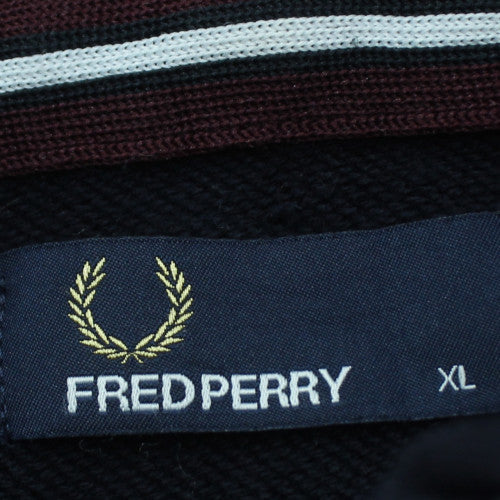 Fred Perry Men's Black XL Full Zip Hoodie Cotton Blend
