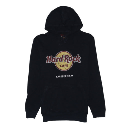 Hard Rock Cafe Amsterdam Black Hoodie Women L Logo Pullover Sweatshirt