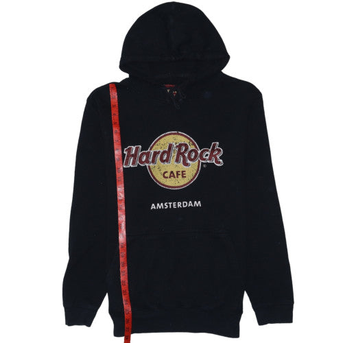 Hard Rock Cafe Amsterdam Black Hoodie Women L Logo Pullover Sweatshirt