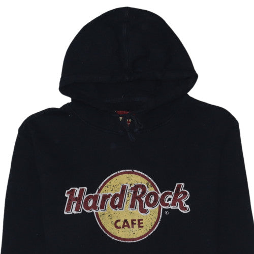 Hard Rock Cafe Amsterdam Black Hoodie Women L Logo Pullover Sweatshirt