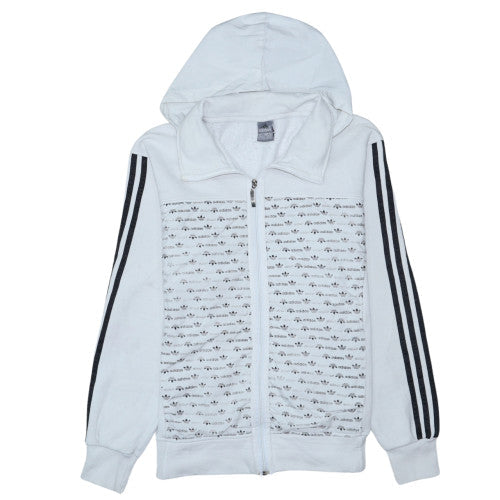 Adidas Mens White Full Zip Hoodie Size L Sports Fleece Jacket