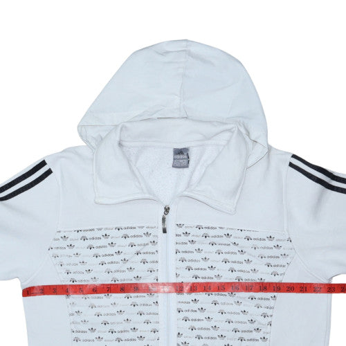Adidas Mens White Full Zip Hoodie Size L Sports Fleece Jacket