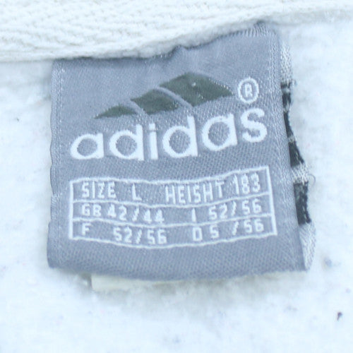 Adidas Mens White Full Zip Hoodie Size L Sports Fleece Jacket
