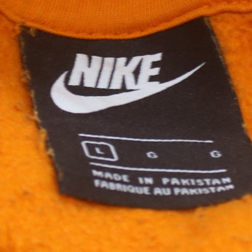 Nike Men's Orange Hoodie Large Pullover Cotton Graphic Print
