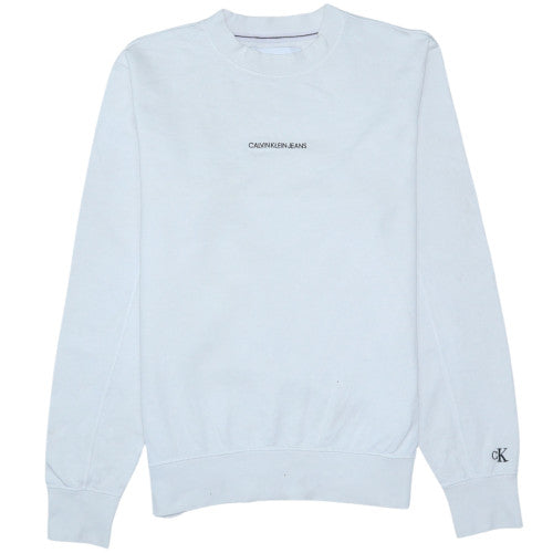 Calvin Klein Jeans Men’s White XS Crew Neck Pullover Sweatshirt