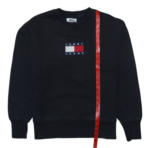 Tommy Jeans Womens Black Cotton Crew Neck Pullover Sweatshirt M