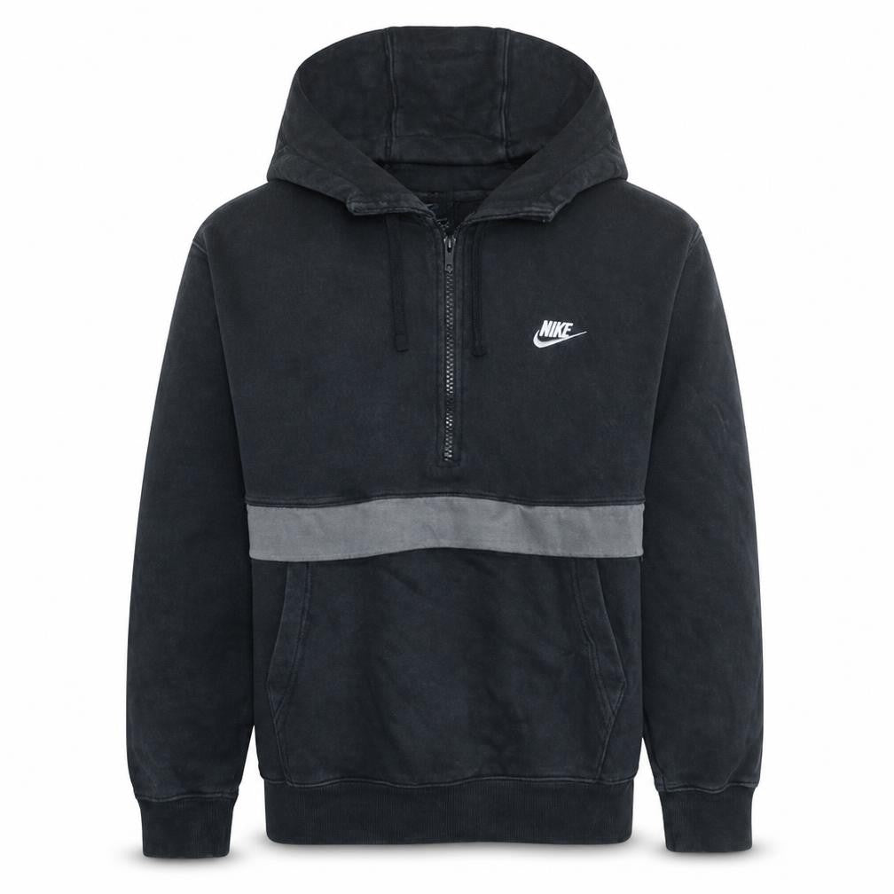 Front view of Nike Men's Black M Pullover 1/2 Zip Fleece Hoodie