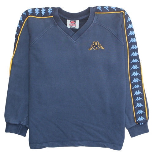 Kappa Boys Navy Blue 164cm Logo Tape V-Neck Sweatshirt