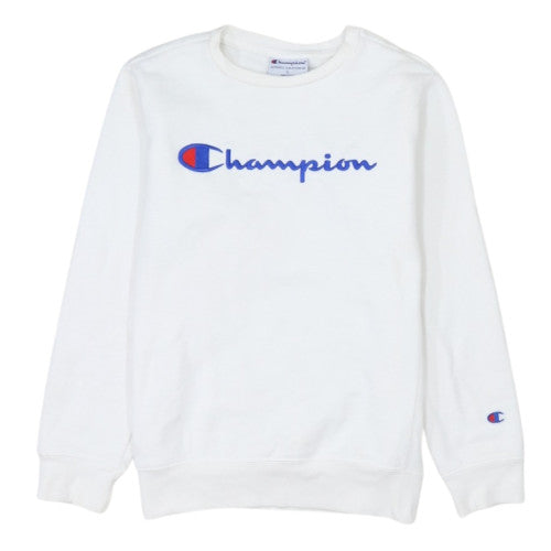Champion Womens White L Pullover Sweatshirt Crew Neck Logo Athleticwear