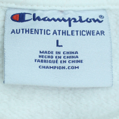 Champion Womens White L Pullover Sweatshirt Crew Neck Logo Athleticwear