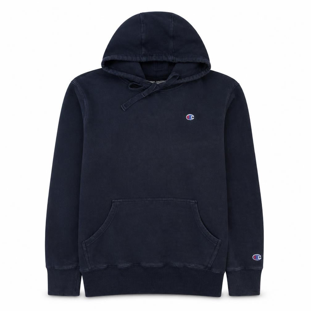 Front view of Champion Men's Blue XL Pullover Fleece Hoodie with Logo