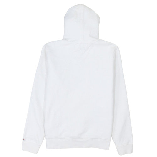 Tommy Hilfiger Mens White L Pullover Hoodie Embroidered Logo Cotton Blend