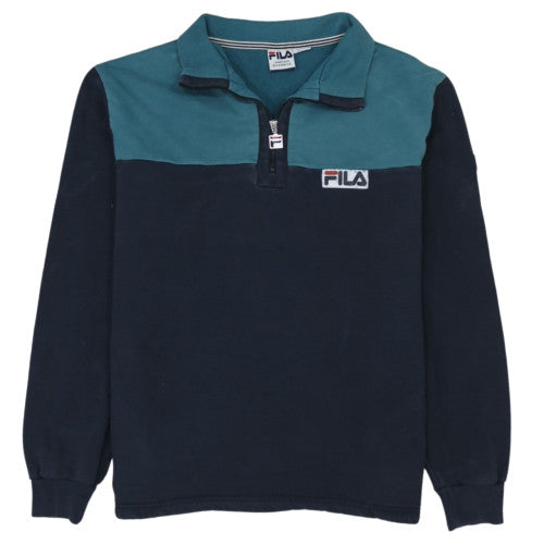 FILA Men's Blue Retro 1/4 Zip Collared Sweatshirt XL