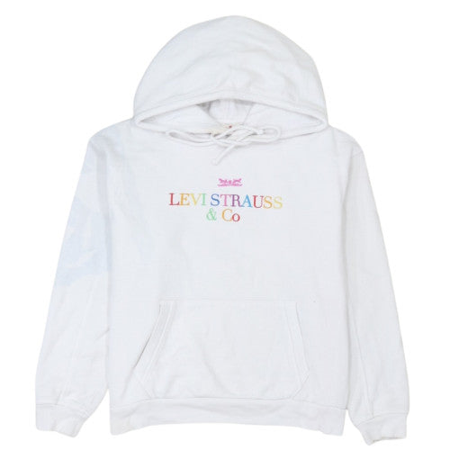 Levi's Women's White Pullover Hoodie XS Rainbow Logo Cotton Casual