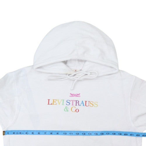 Levi's Women's White Pullover Hoodie XS Rainbow Logo Cotton Casual