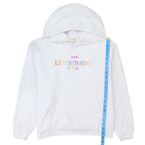 Levi's Women's White Pullover Hoodie XS Rainbow Logo Cotton Casual