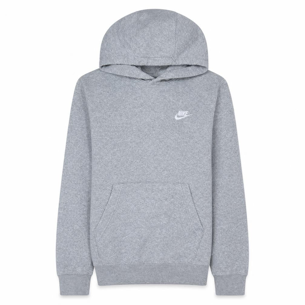 Front view of Nike women’s grey xs pullover hoodie cotton blend sweatshirt