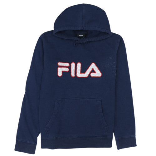 FILA Mens Blue Pullover Hoodie Small Regular Fit Fleece Logo Sportswear
