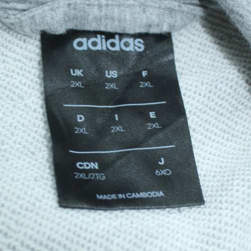 Adidas Men's Grey Full Zip Hoodie 2XL - Athletic Classic Style