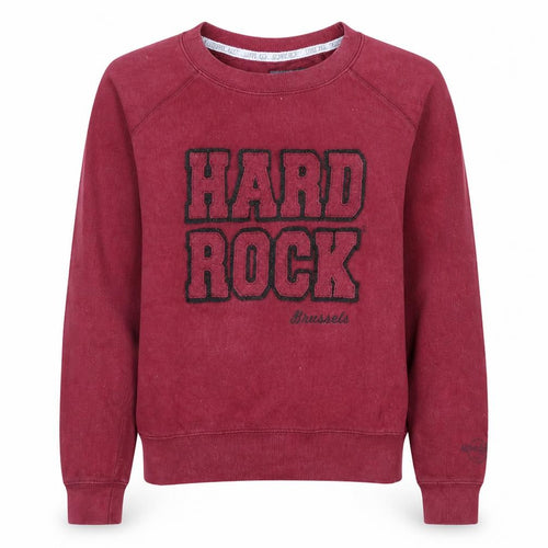 Hard Rock Cafe Women Burgundy Sweatshirt Medium Cotton Blend Crew Neck