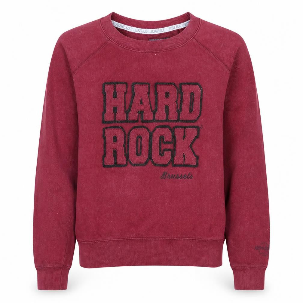 Hard Rock Cafe Women Burgundy Sweatshirt Medium Cotton Blend Crew Neck