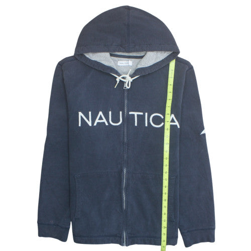 Nautica Men's Blue Full Zip Hoodie L Logo Design Fleece