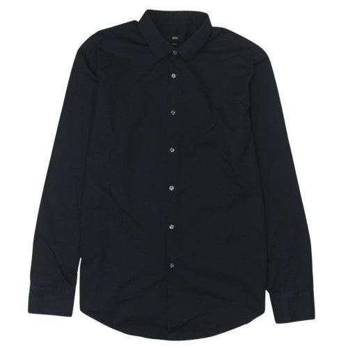 Hugo Boss Men’s Black Slim Fit Long Sleeve Button-Up Shirt 17.5 44in