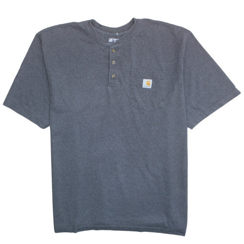 Carhartt Men's Grey 2XL Loose Fit Henley Short Sleeve T-Shirt