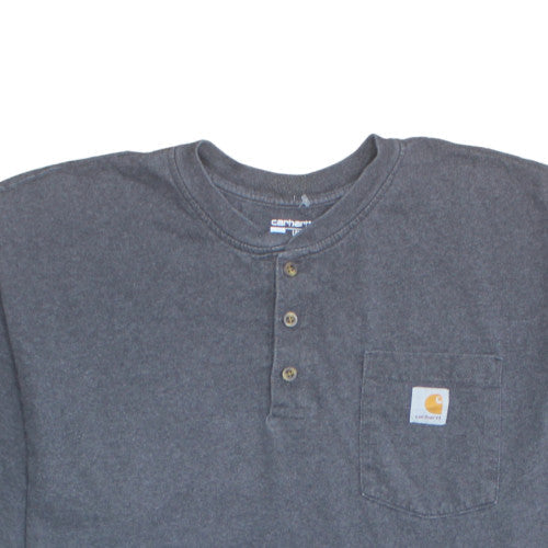Carhartt Men's Grey 2XL Loose Fit Henley Short Sleeve T-Shirt