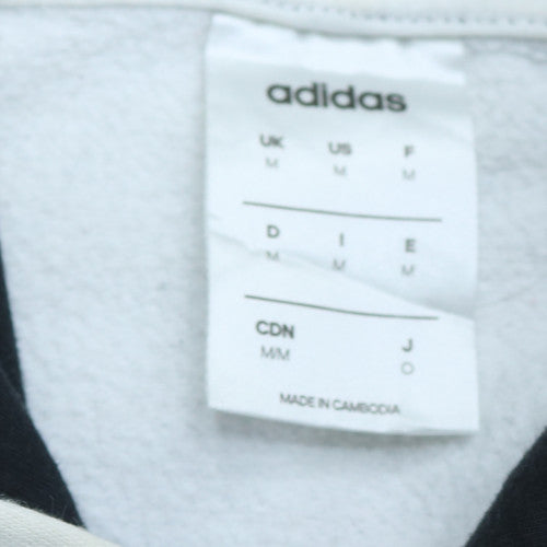 Adidas Men's White Pullover Hoodie M Logo Sportswear Fleece