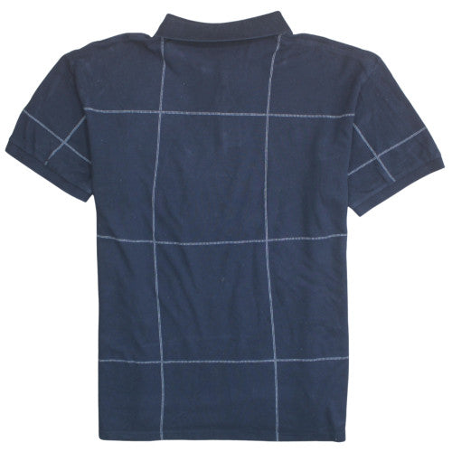 Nautica Men's Blue Check Short Sleeve Cotton Polo Shirt XXL