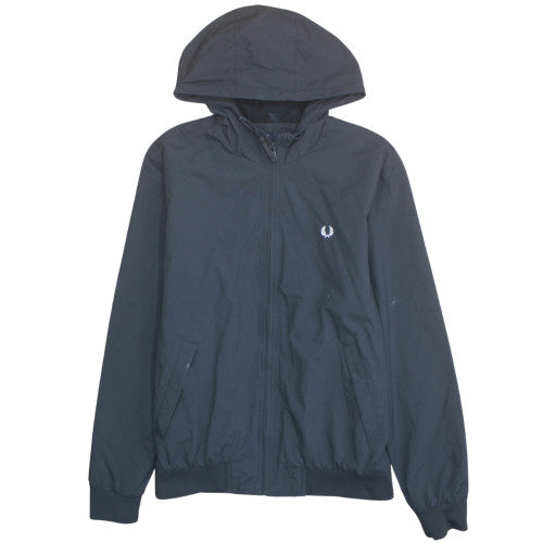 Fred Perry Men's Black Hooded Windbreaker Jacket Size M