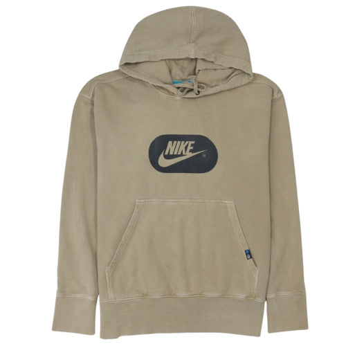 Nike Men's Beige Pullover Hoodie L Fleece Logo Sweatshirt