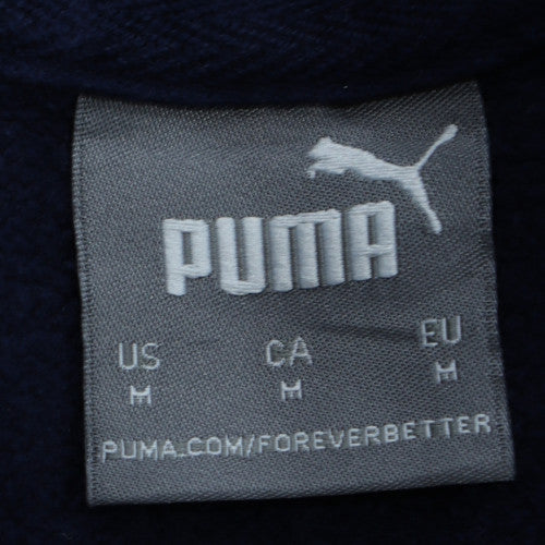 Puma Mens Blue Pullover Hoodie Size M Logo Fleece Hooded Sweatshirt