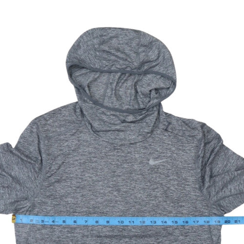 Nike Men's Grey Dri-FIT Long Sleeve Hooded Pullover Training Top S