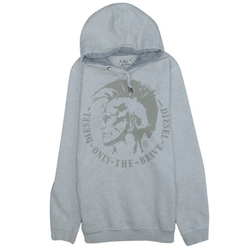 Diesel Men’s Grey Pullover Hoodie M Graphic Print Regular Fit
