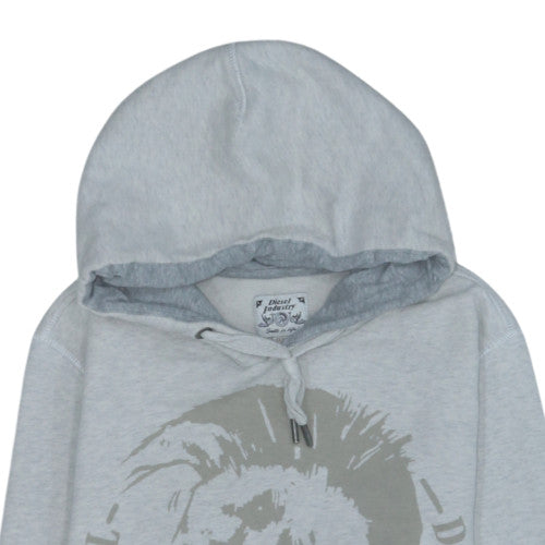 Diesel Men’s Grey Pullover Hoodie M Graphic Print Regular Fit