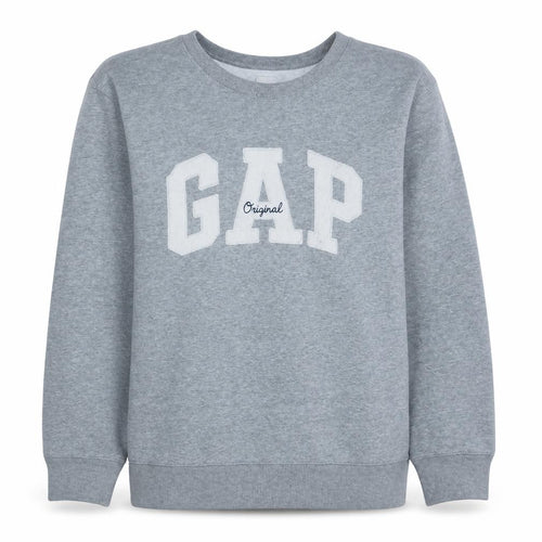 Gap Women Grey Logo Crew Neck Pullover Sweatshirt Size L