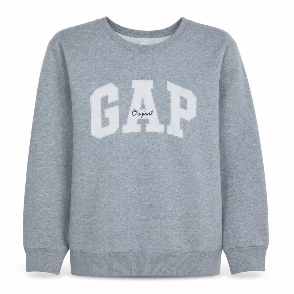 Gap Women Grey Logo Crew Neck Pullover Sweatshirt Size L