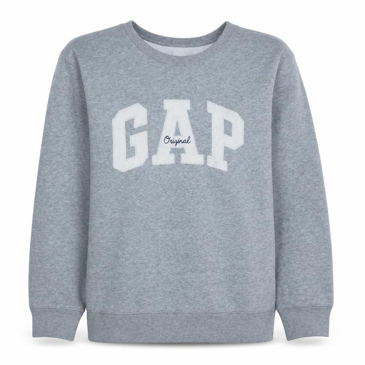 Gap Women Grey Logo Crew Neck Pullover Sweatshirt Size L