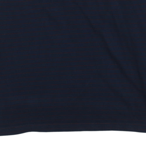 Tommy Hilfiger Men's Blue Stripe Henley Cotton Jumper L