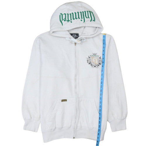 Ecko Unltd Womens White XL Full Zip Hoodie Graphic Crest Design
