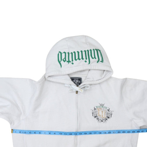 Ecko Unltd Womens White XL Full Zip Hoodie Graphic Crest Design