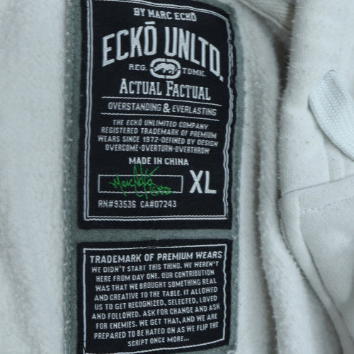 Ecko Unltd Womens White XL Full Zip Hoodie Graphic Crest Design
